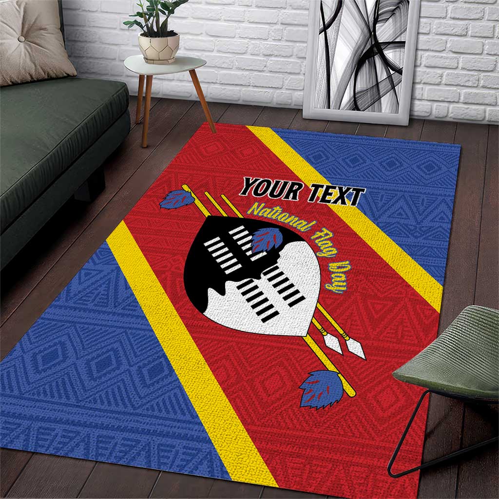 Personalized Happy Swaziland National Flag Day Area Rug Nguni Shield Flag Style - African Pattern LT15