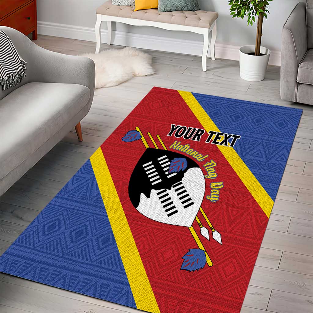 Personalized Happy Swaziland National Flag Day Area Rug Nguni Shield Flag Style - African Pattern LT15