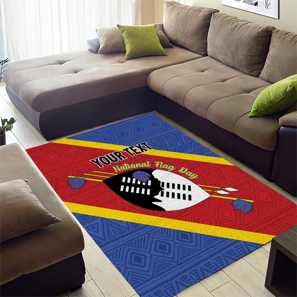 Personalized Happy Swaziland National Flag Day Area Rug Nguni Shield Flag Style - African Pattern LT15