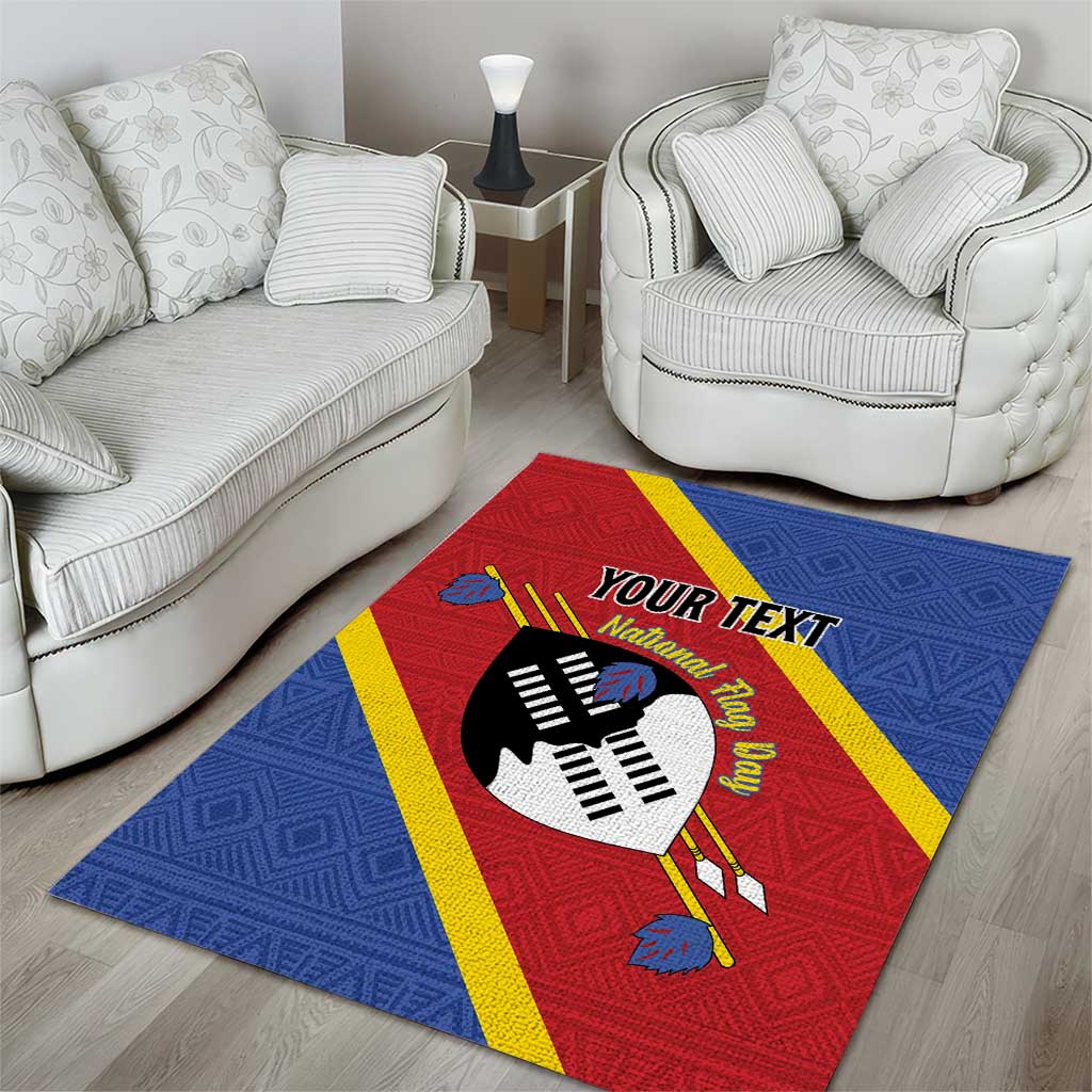 Personalized Happy Swaziland National Flag Day Area Rug Nguni Shield Flag Style - African Pattern LT15