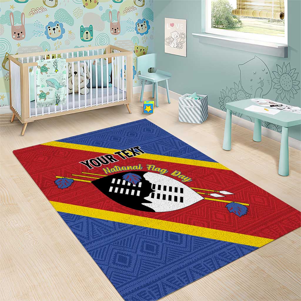 Personalized Happy Swaziland National Flag Day Area Rug Nguni Shield Flag Style - African Pattern LT15