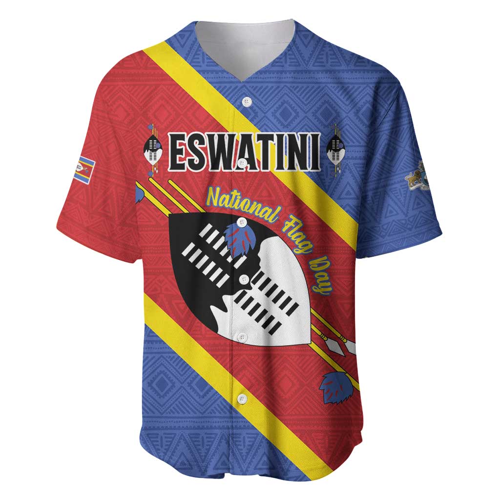 Personalized Happy Swaziland National Flag Day Baseball Jersey Nguni Shield Flag Style - African Pattern LT15