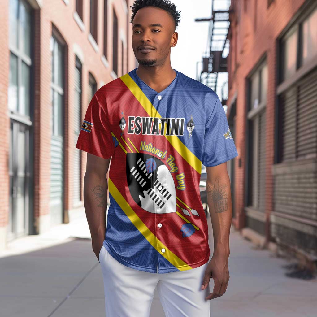 Personalized Happy Swaziland National Flag Day Baseball Jersey Nguni Shield Flag Style - African Pattern LT15