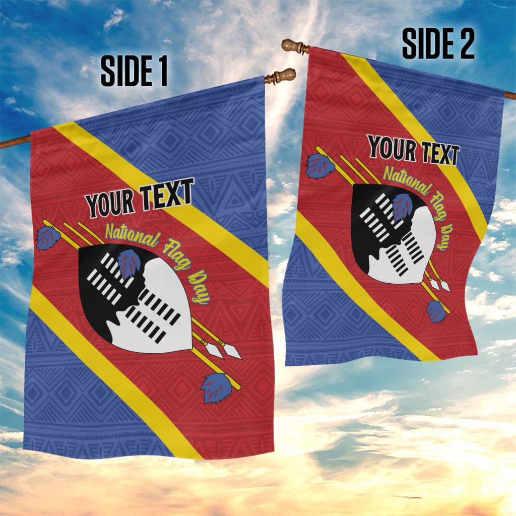 Personalized Happy Swaziland National Flag Day Garden Flag Nguni Shield Flag Style - African Pattern LT15