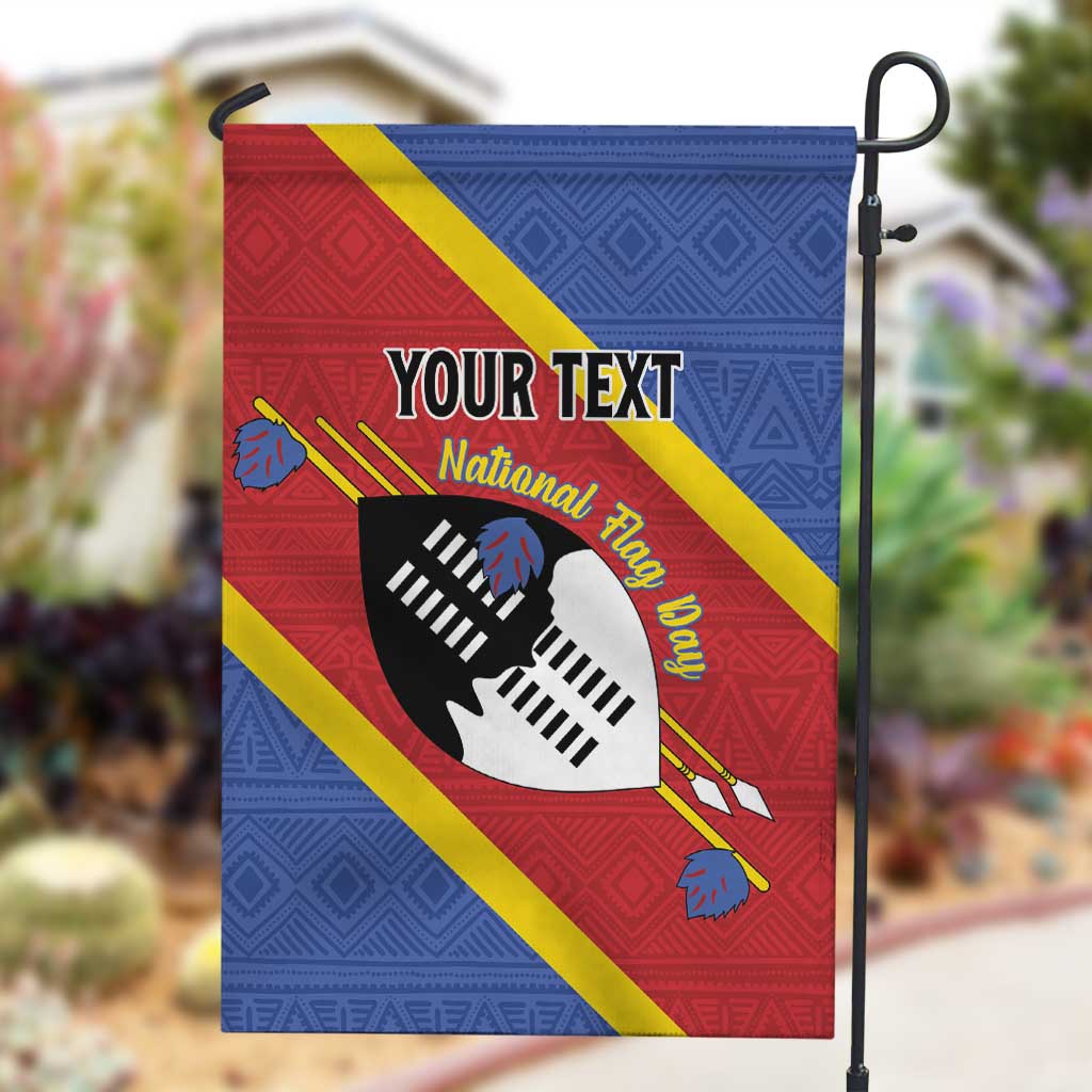 Personalized Happy Swaziland National Flag Day Garden Flag Nguni Shield Flag Style - African Pattern LT15