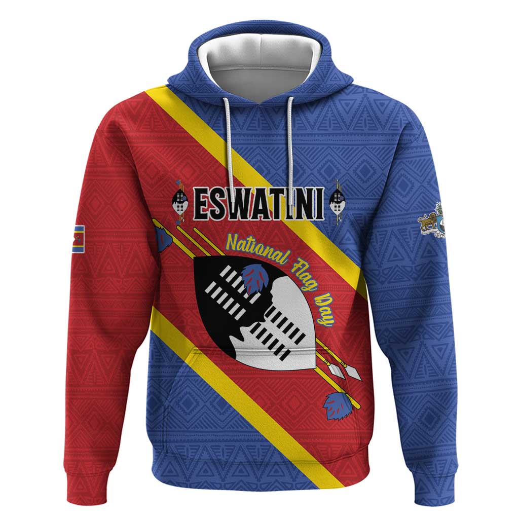 Personalized Eswatini National Flag Day Hoodie Nguni Shield Flag Style LT15