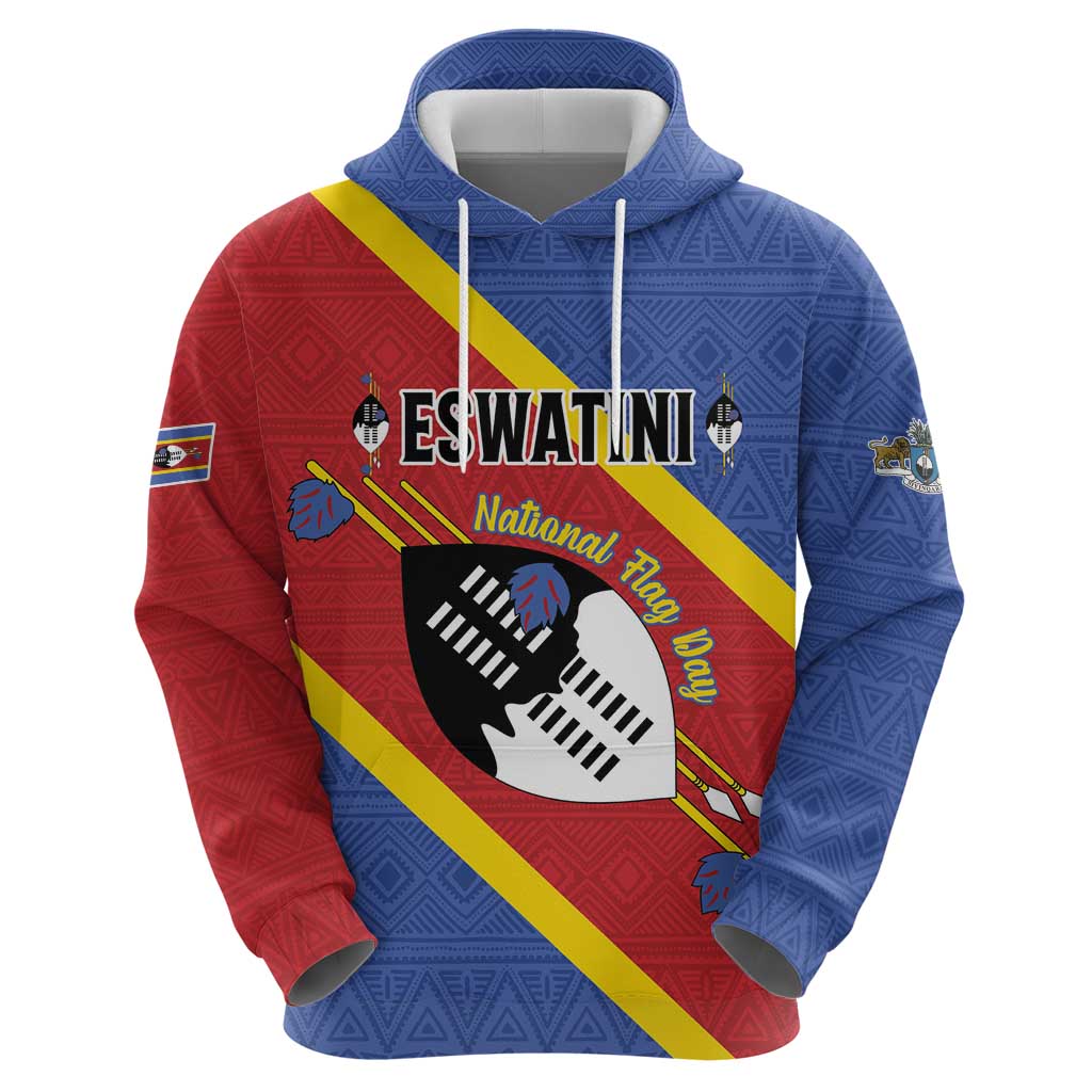 Personalized Eswatini National Flag Day Hoodie Nguni Shield Flag Style LT15