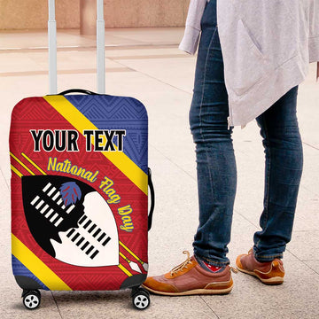 Personalized Eswatini National Flag Day Luggage Cover Nguni Shield Flag Style LT15