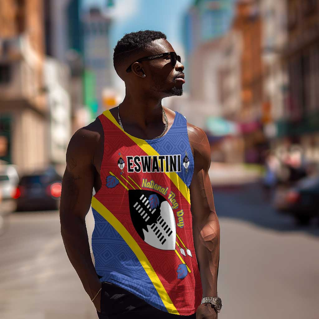 Personalized Happy Swaziland National Flag Day Men Tank Top Nguni Shield Flag Style - African Pattern LT15