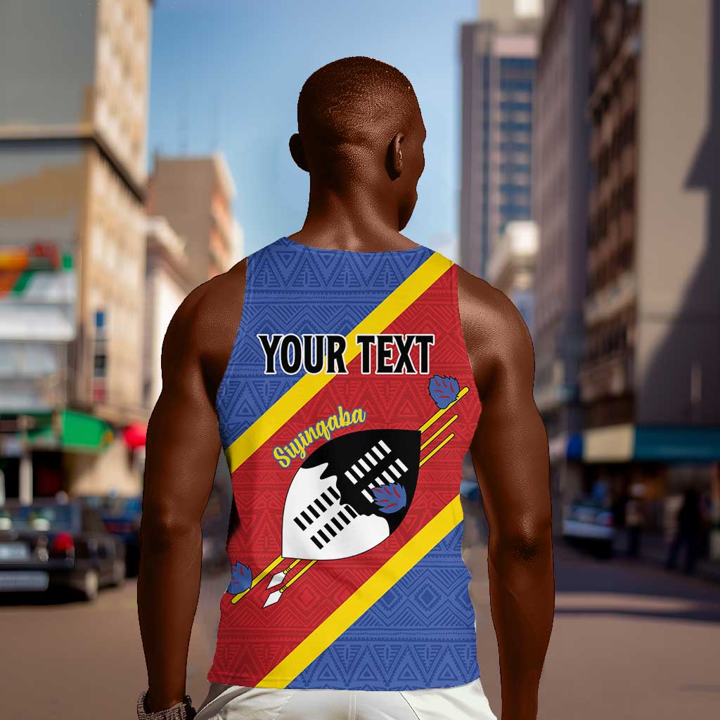 Personalized Happy Swaziland National Flag Day Men Tank Top Nguni Shield Flag Style - African Pattern LT15