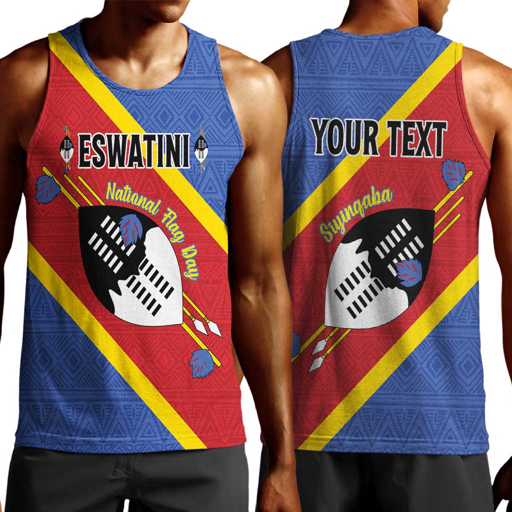 Personalized Happy Swaziland National Flag Day Men Tank Top Nguni Shield Flag Style - African Pattern LT15