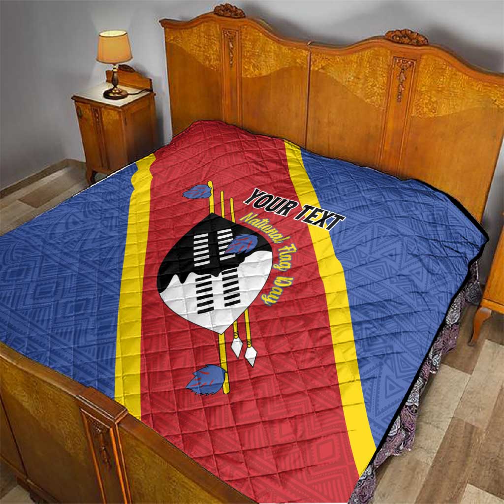 Personalized Happy Swaziland National Flag Day Quilt Nguni Shield Flag Style - African Pattern LT15