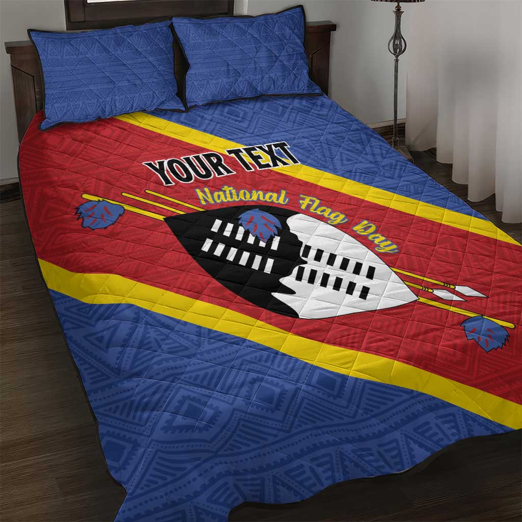 Personalized Happy Swaziland National Flag Day Quilt Bed Set Nguni Shield Flag Style - African Pattern LT15