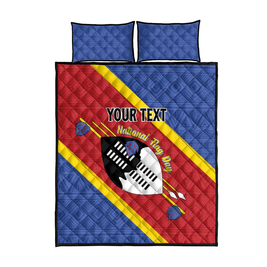 Personalized Happy Swaziland National Flag Day Quilt Bed Set Nguni Shield Flag Style - African Pattern LT15