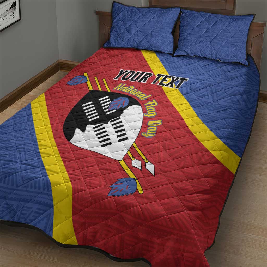 Personalized Happy Swaziland National Flag Day Quilt Bed Set Nguni Shield Flag Style - African Pattern LT15