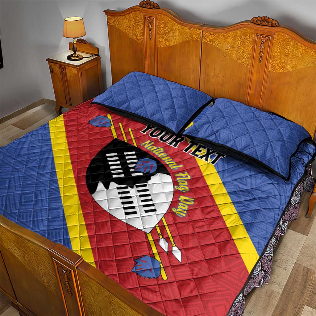 Personalized Happy Swaziland National Flag Day Quilt Bed Set Nguni Shield Flag Style - African Pattern LT15