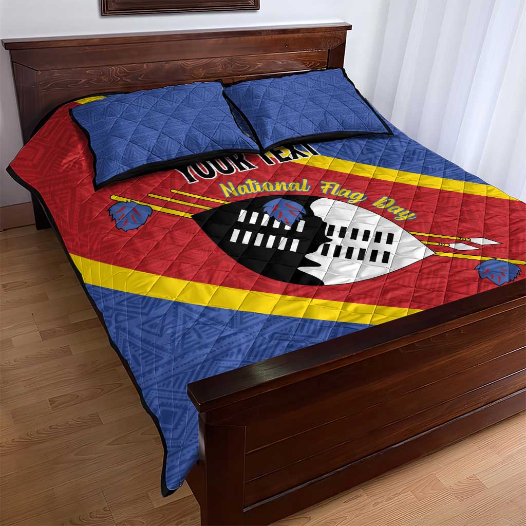 Personalized Happy Swaziland National Flag Day Quilt Bed Set Nguni Shield Flag Style - African Pattern LT15