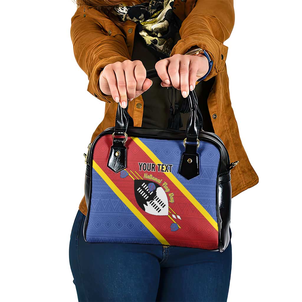 Personalized Eswatini National Flag Day Shoulder Handbag Nguni Shield Flag Style LT15