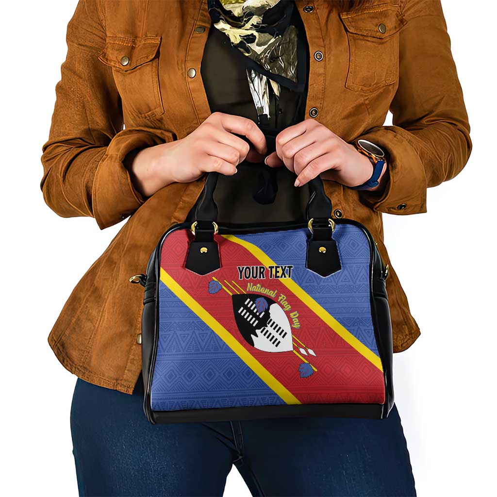Personalized Eswatini National Flag Day Shoulder Handbag Nguni Shield Flag Style LT15