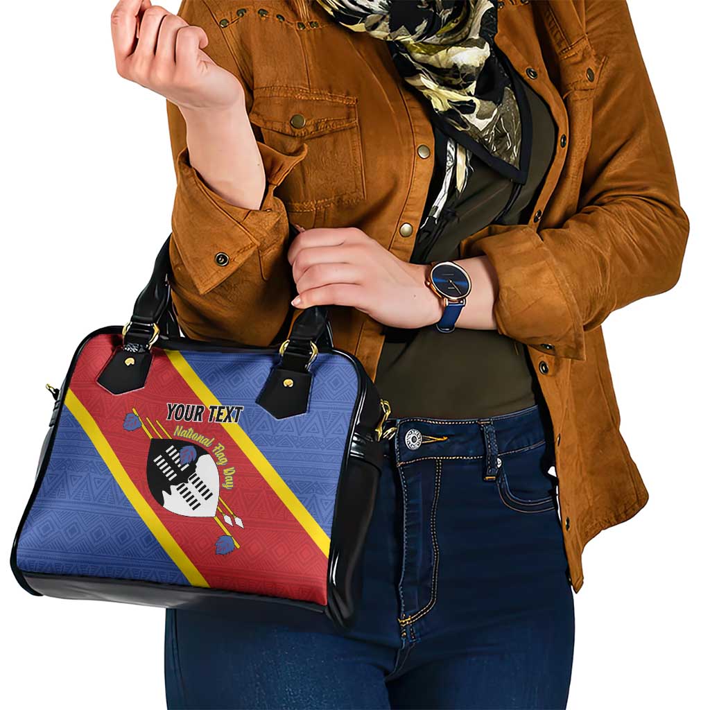 Personalized Eswatini National Flag Day Shoulder Handbag Nguni Shield Flag Style LT15