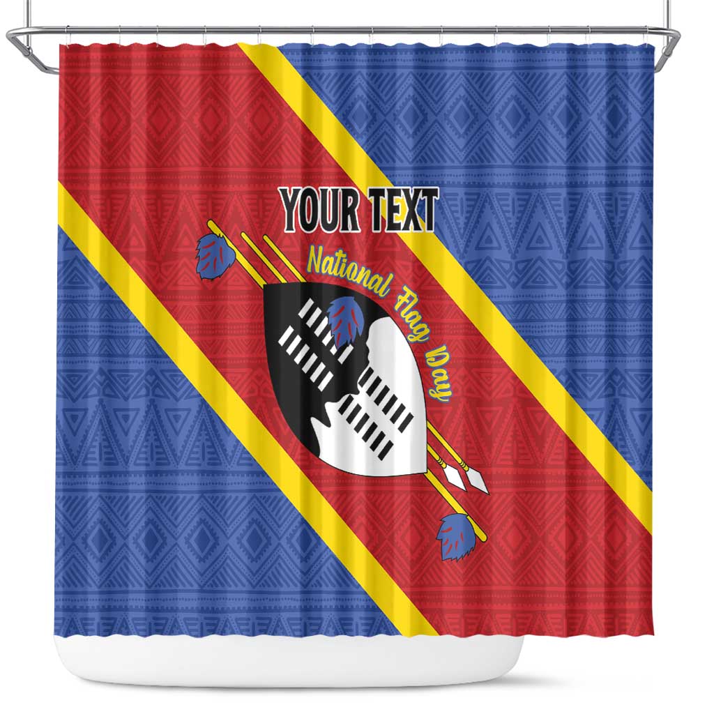 Personalized Eswatini National Flag Day Shower Curtain Nguni Shield Flag Style LT15