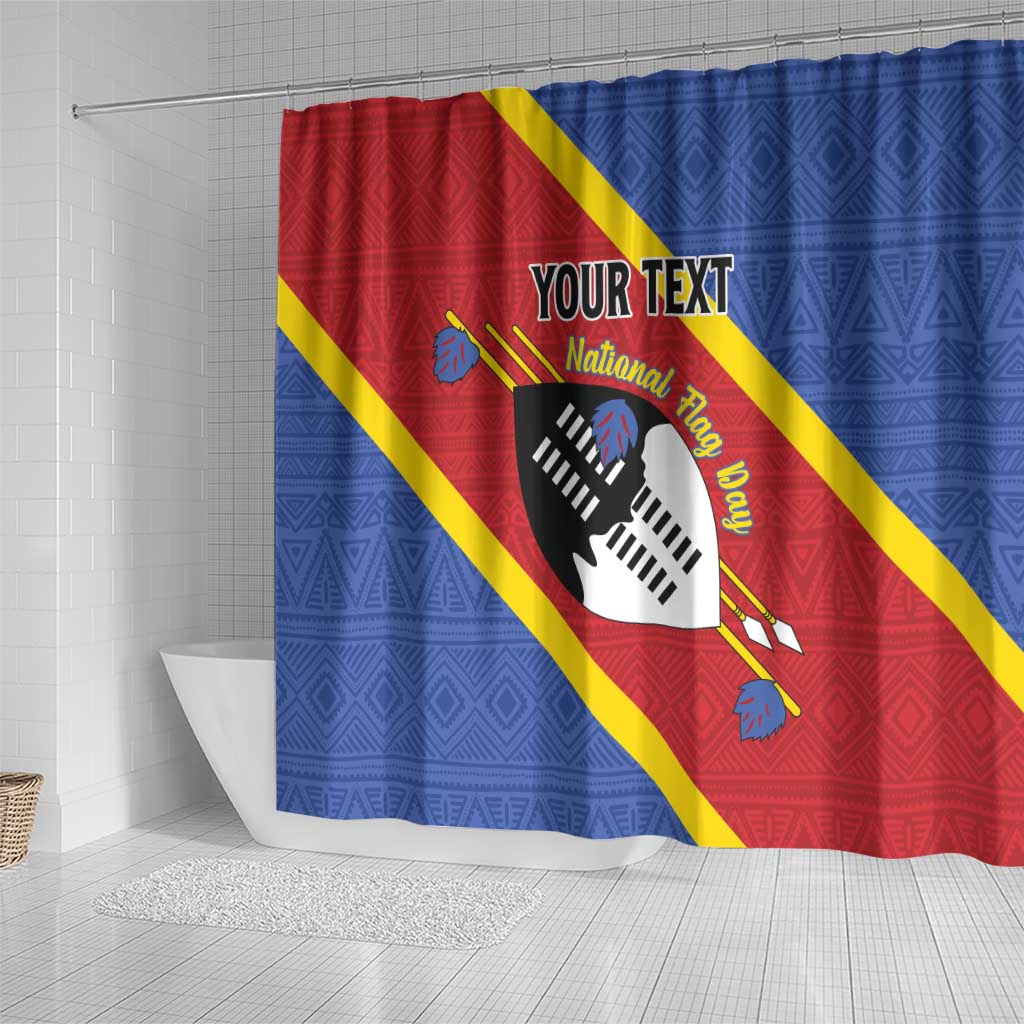 Personalized Eswatini National Flag Day Shower Curtain Nguni Shield Flag Style LT15