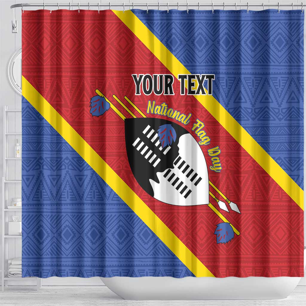 Personalized Eswatini National Flag Day Shower Curtain Nguni Shield Flag Style LT15