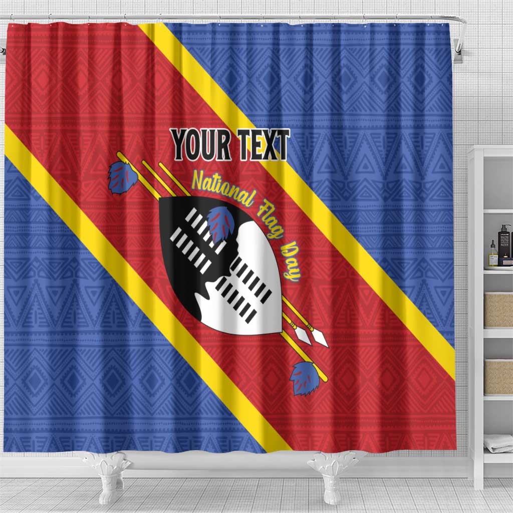 Personalized Eswatini National Flag Day Shower Curtain Nguni Shield Flag Style LT15