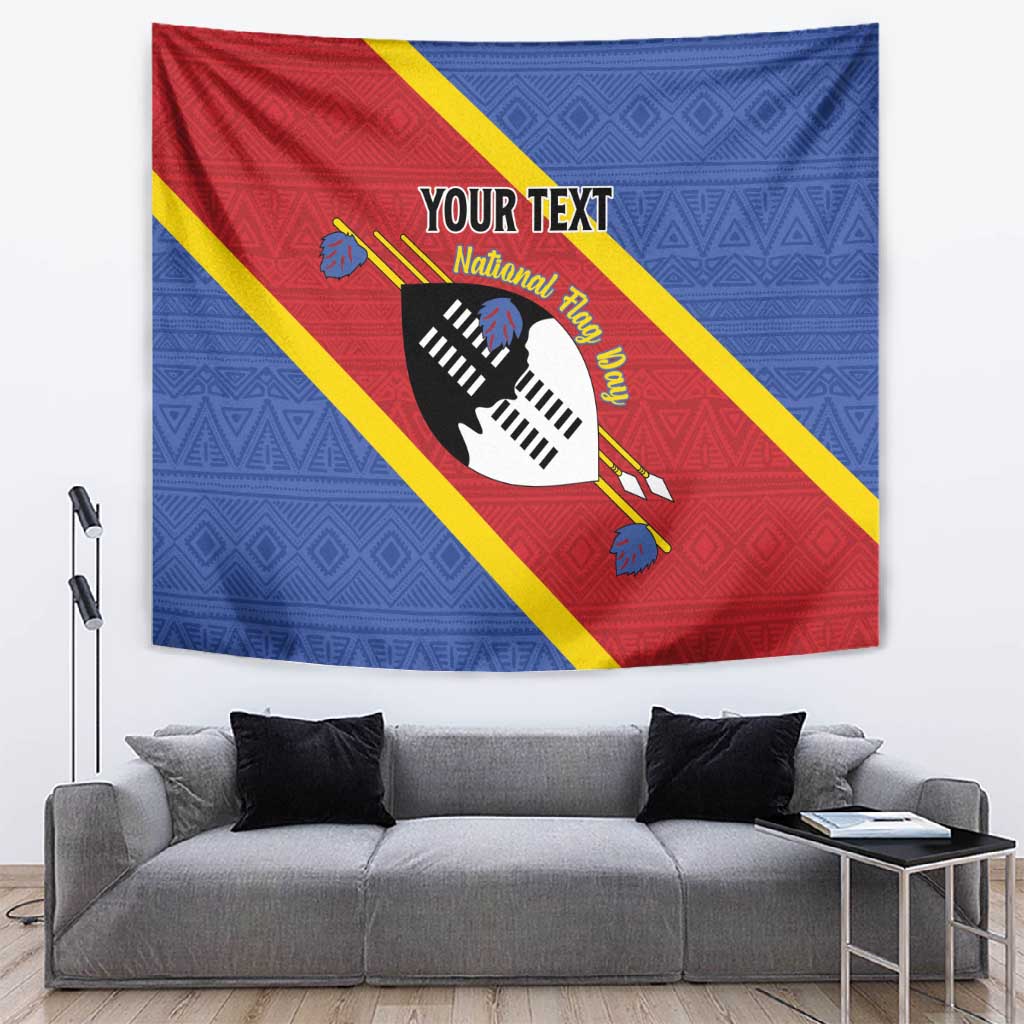 Personalized Happy Swaziland National Flag Day Tapestry Nguni Shield Flag Style - African Pattern LT15