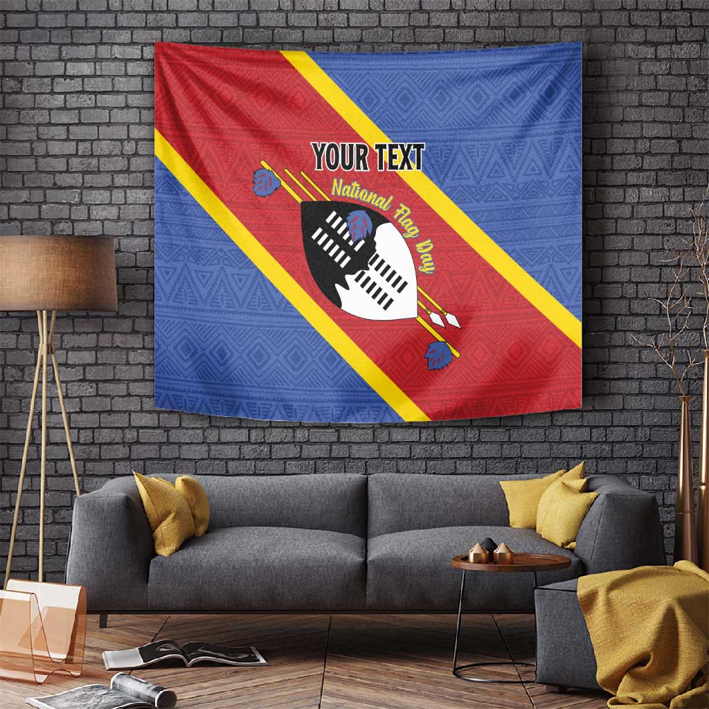 Personalized Happy Swaziland National Flag Day Tapestry Nguni Shield Flag Style - African Pattern LT15