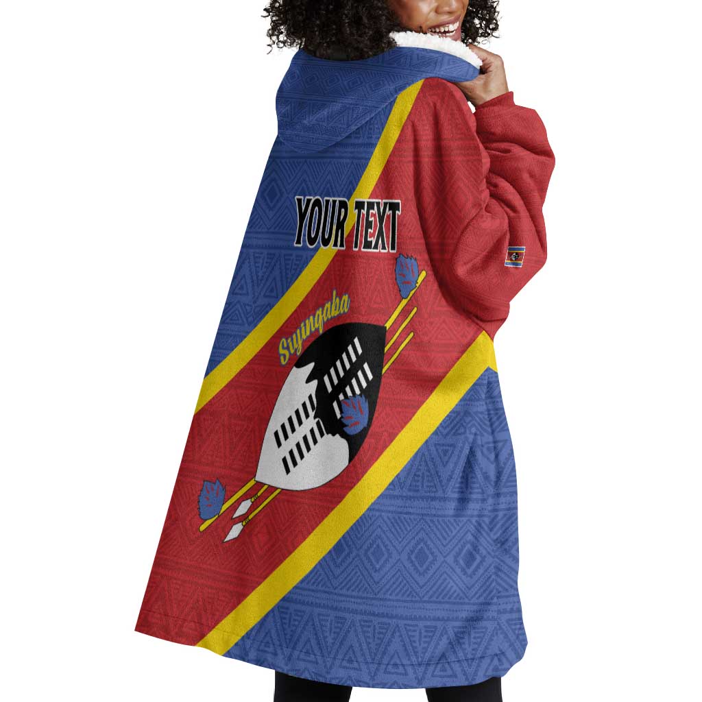 Personalized Happy Swaziland National Flag Day Wearable Blanket Hoodie Nguni Shield Flag Style - African Pattern LT15