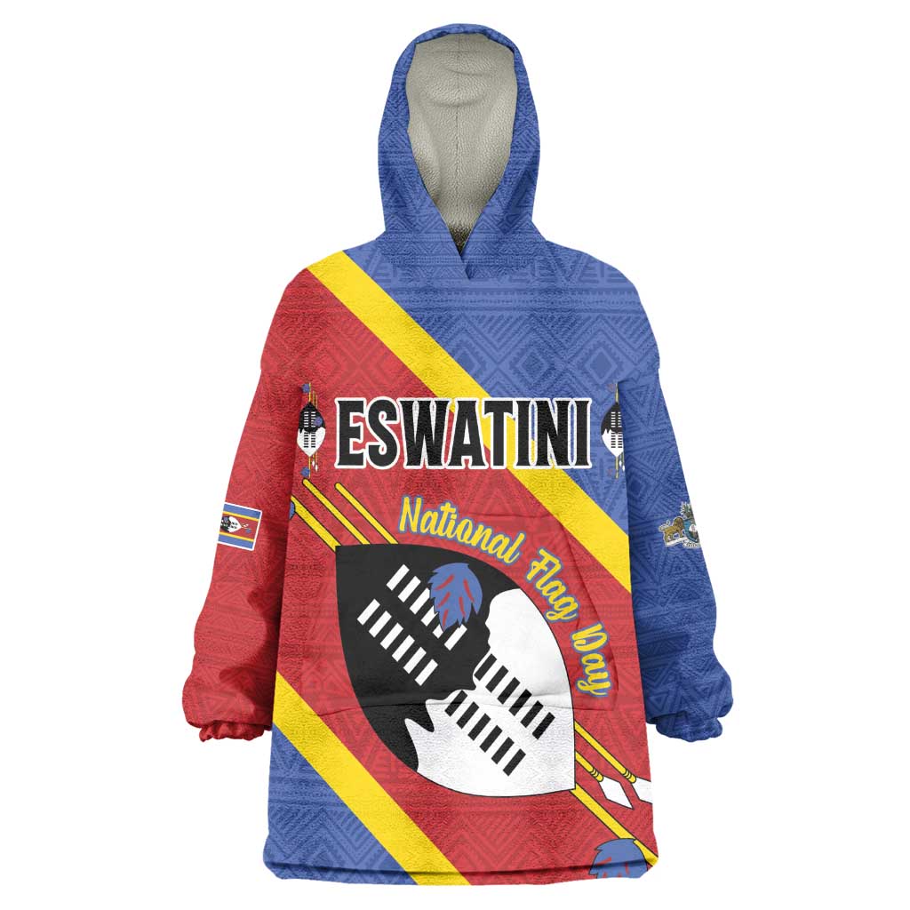 Personalized Happy Swaziland National Flag Day Wearable Blanket Hoodie Nguni Shield Flag Style - African Pattern LT15