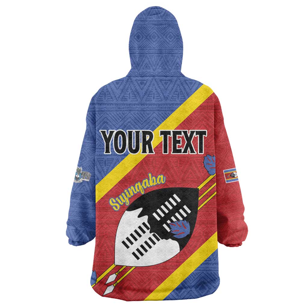Personalized Happy Swaziland National Flag Day Wearable Blanket Hoodie Nguni Shield Flag Style - African Pattern LT15