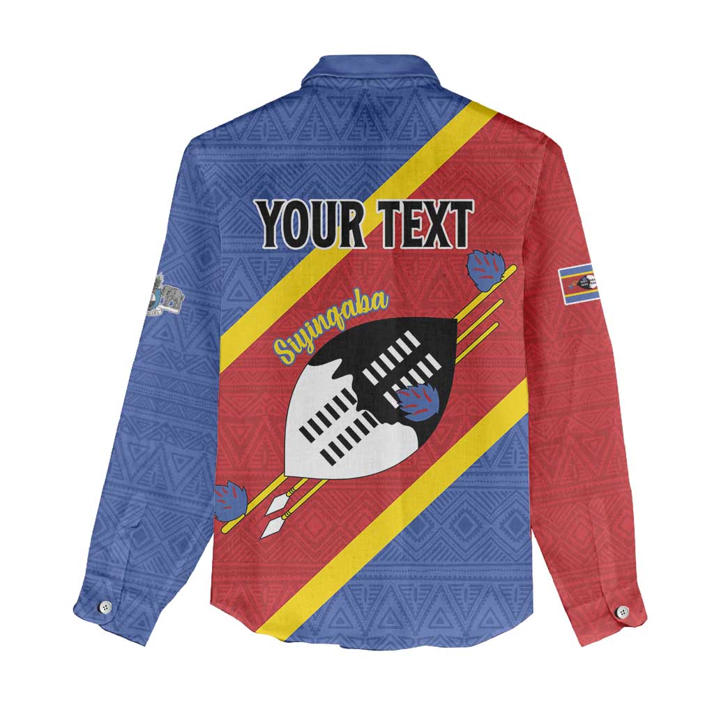 Personalized Happy Swaziland National Flag Day Women Casual Shirt Nguni Shield Flag Style - African Pattern LT15