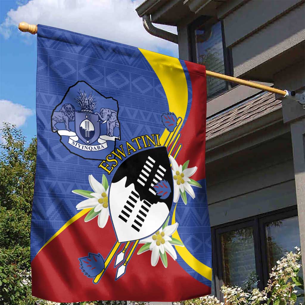 Umbuso weSwatini Garden Flag Nguni Shield Edelweiss Flower LT15