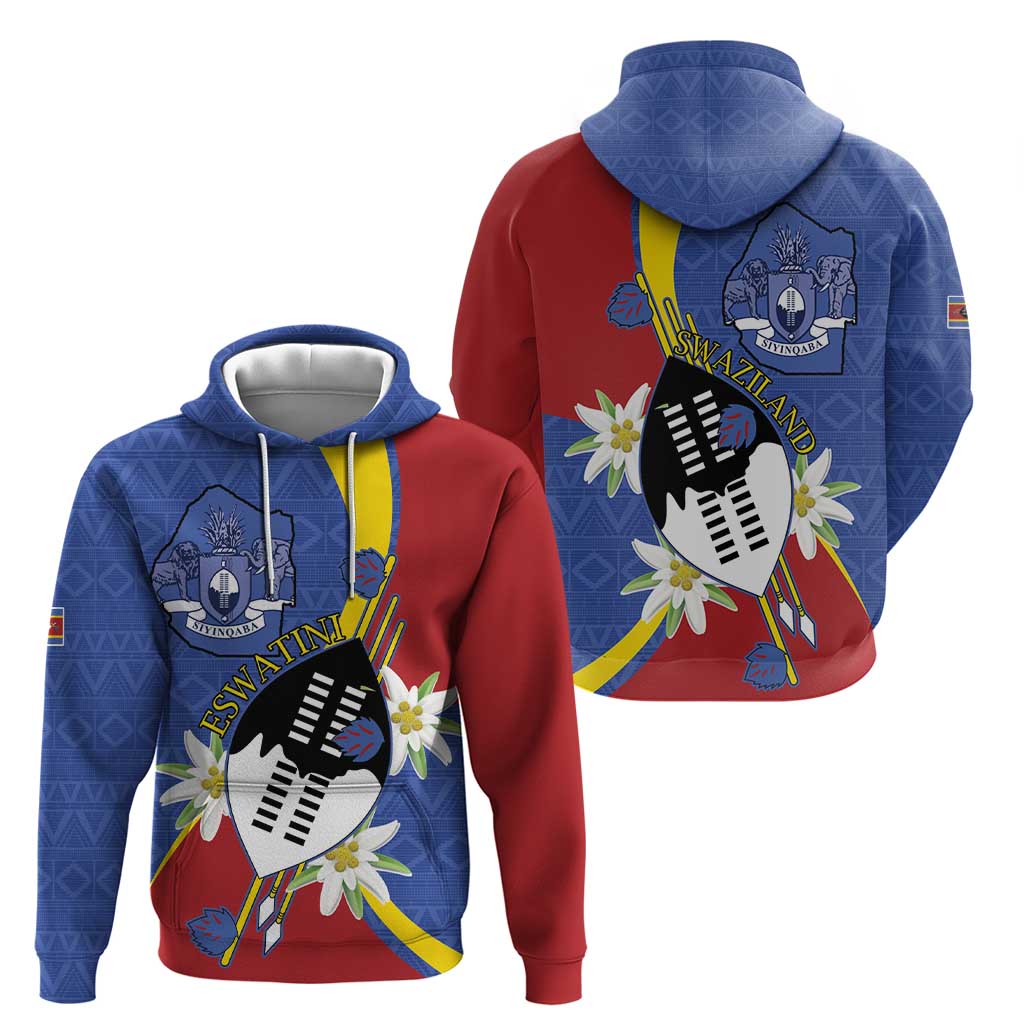 Eswatini Hoodie Nguni Shield Edelweiss Flower LT15