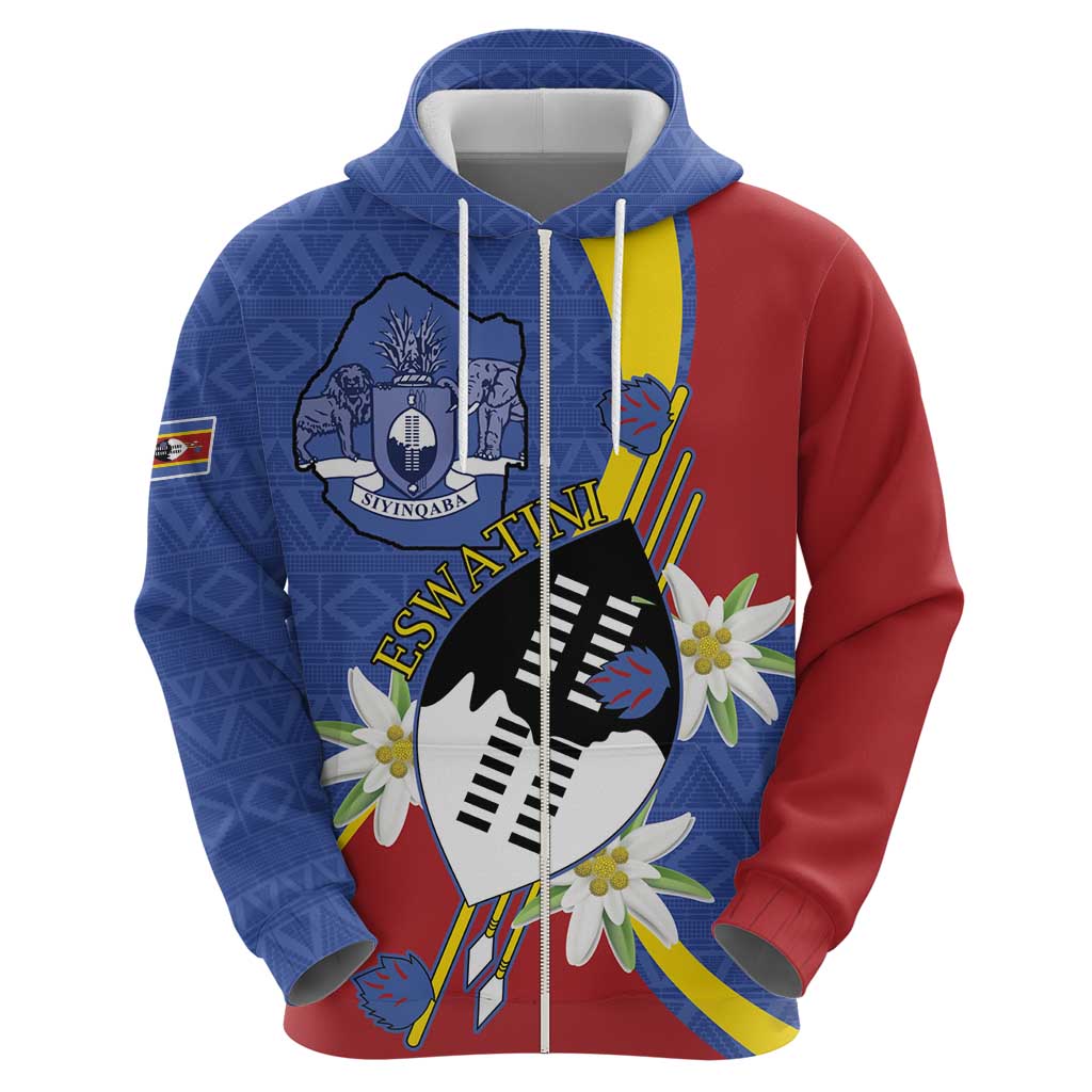 Eswatini Hoodie Nguni Shield Edelweiss Flower LT15