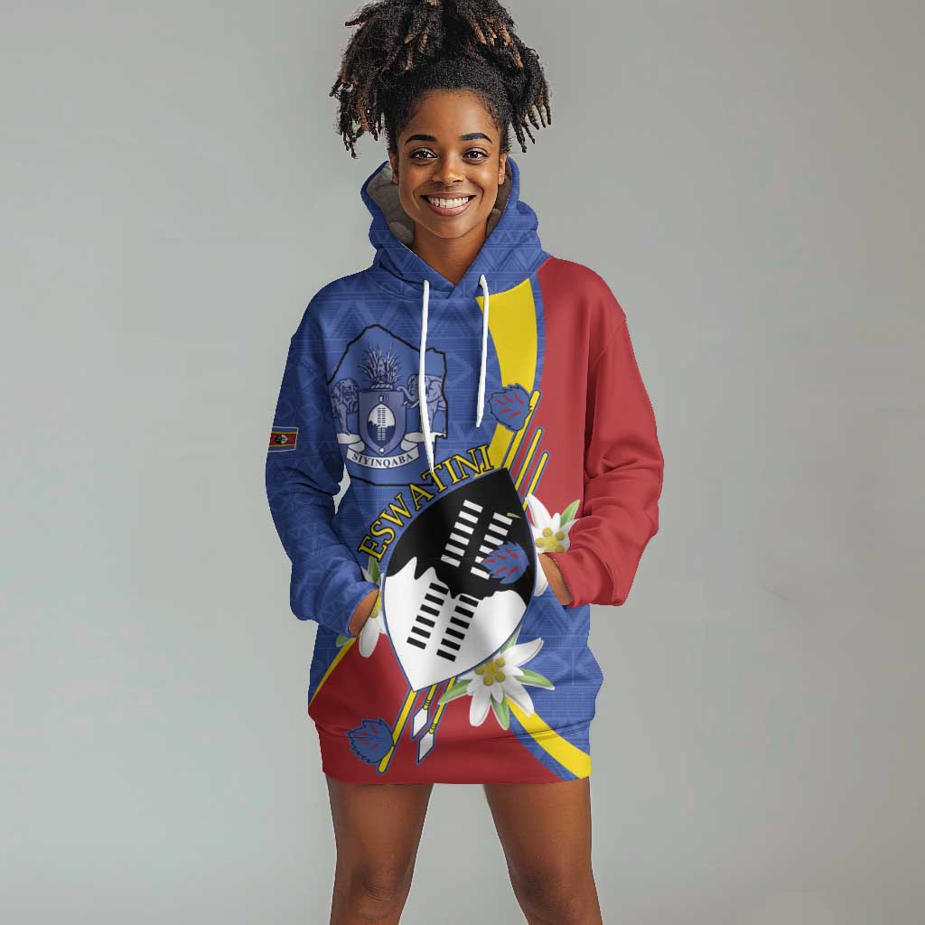Umbuso weSwatini Hoodie Dress Nguni Shield Edelweiss Flower LT15