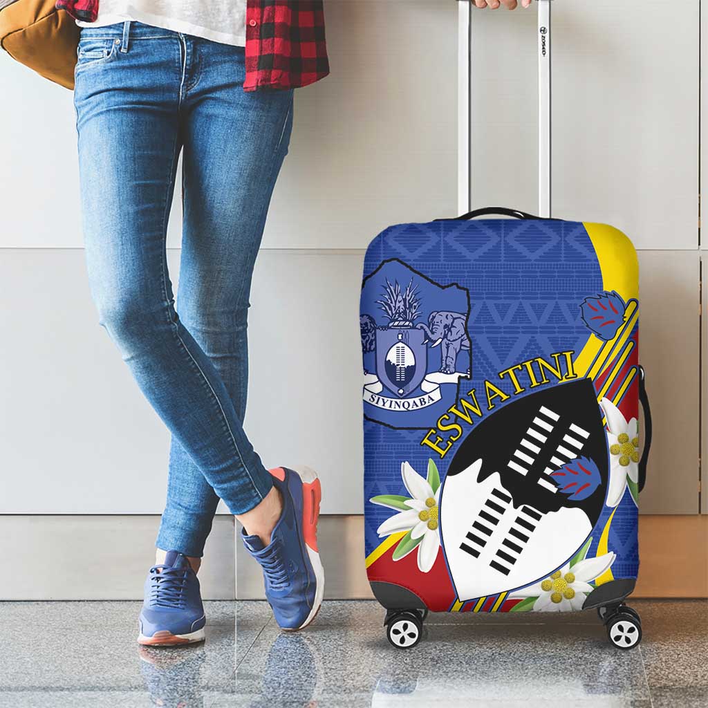 Eswatini Luggage Cover Nguni Shield Edelweiss Flower LT15