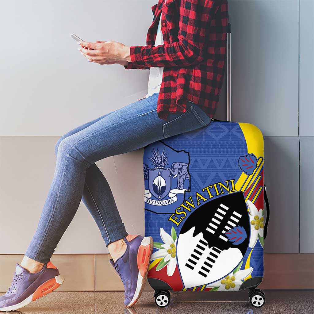 Eswatini Luggage Cover Nguni Shield Edelweiss Flower LT15