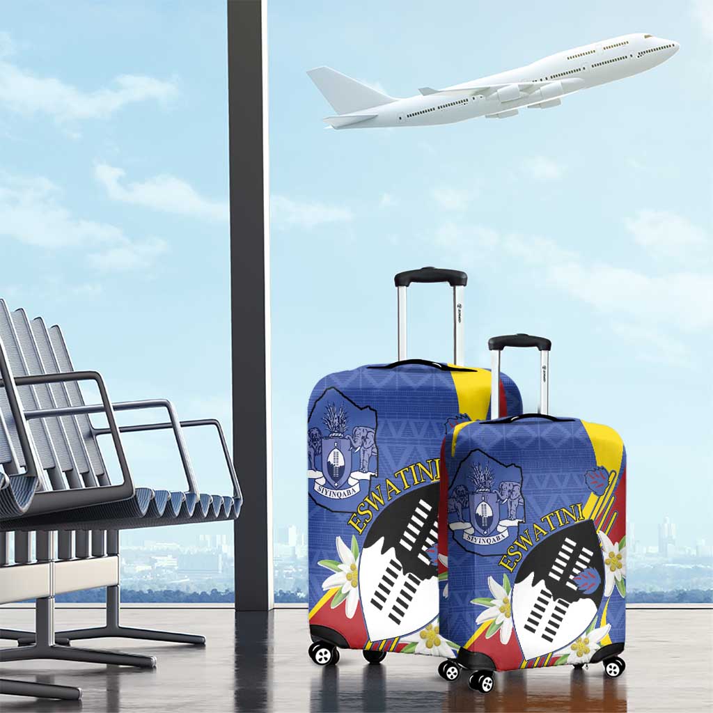 Eswatini Luggage Cover Nguni Shield Edelweiss Flower LT15