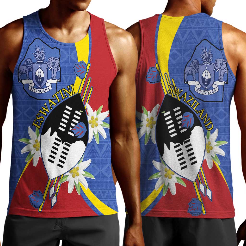 Umbuso weSwatini Men Tank Top Nguni Shield Edelweiss Flower LT15