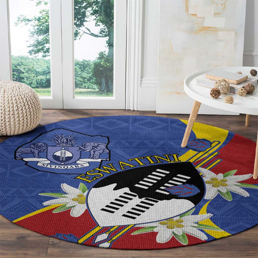 Umbuso weSwatini Round Carpet Nguni Shield Edelweiss Flower LT15