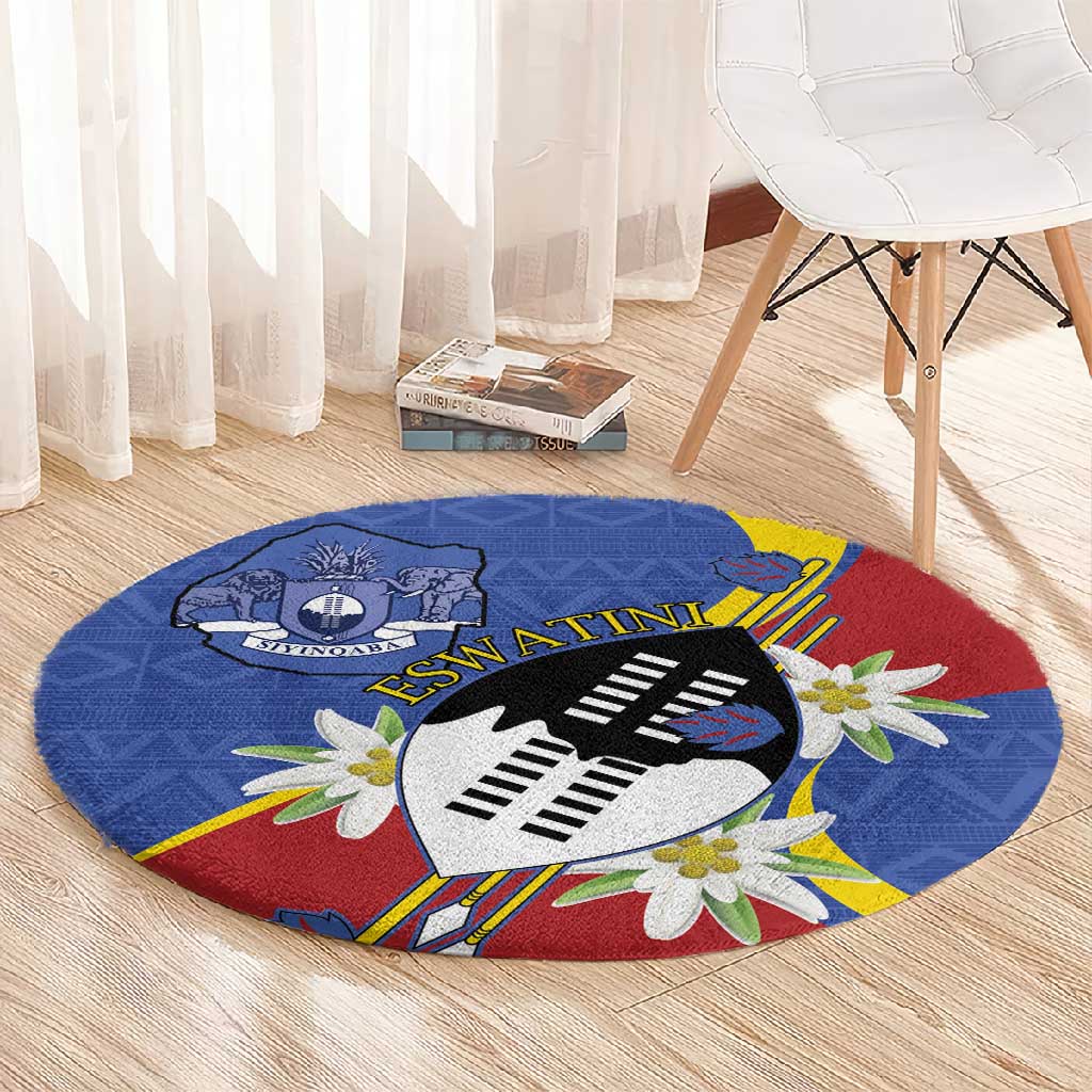 Umbuso weSwatini Round Carpet Nguni Shield Edelweiss Flower LT15