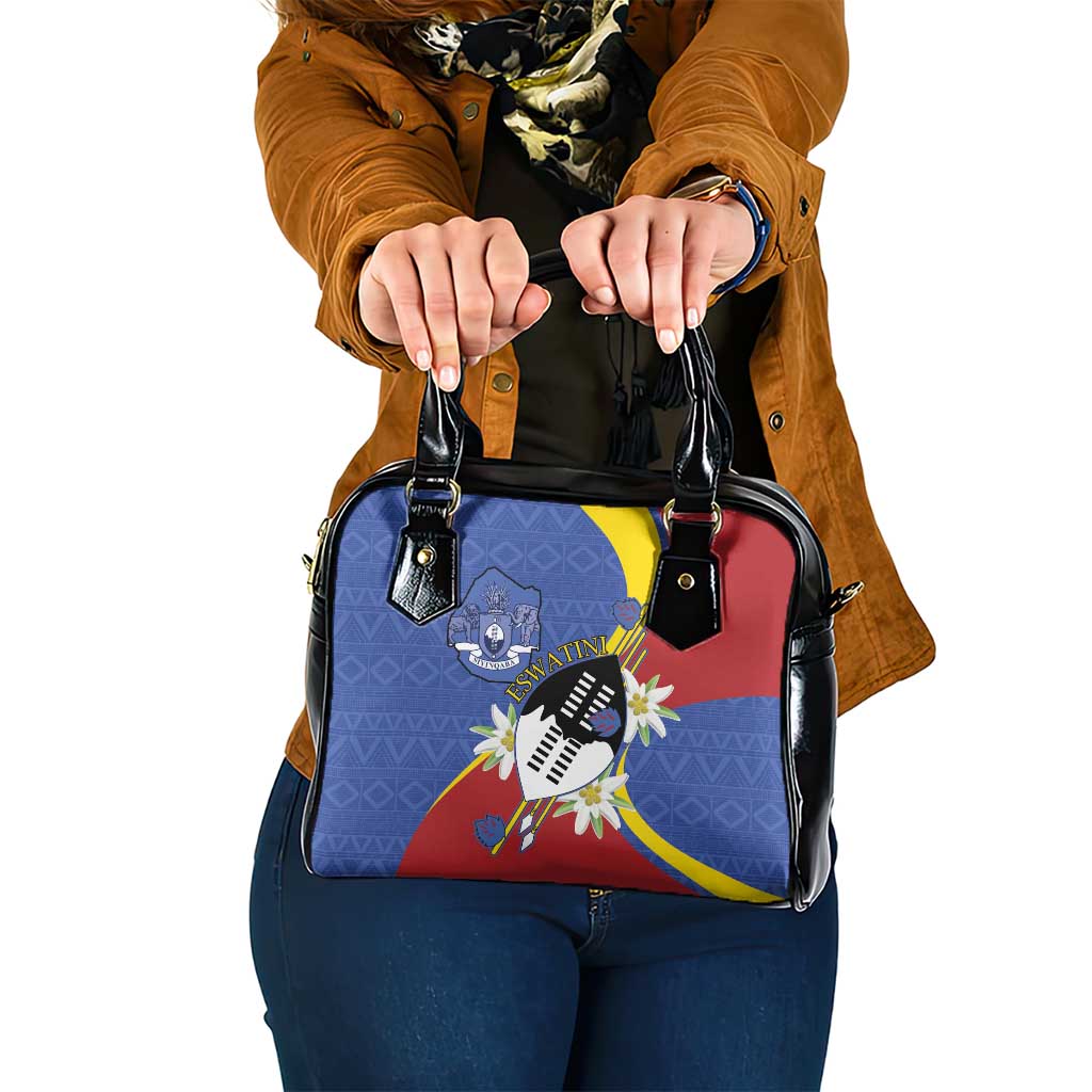 Eswatini Shoulder Handbag Nguni Shield Edelweiss Flower LT15