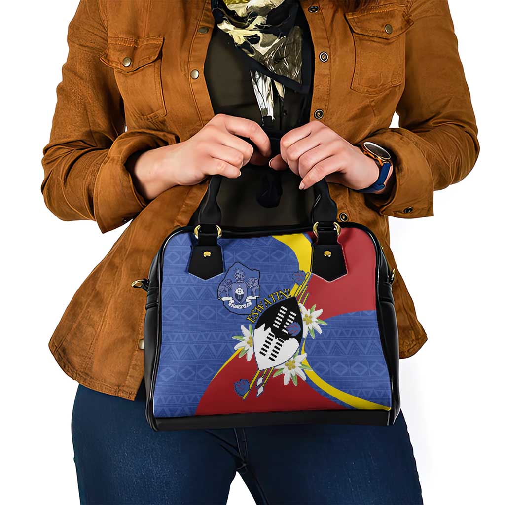 Eswatini Shoulder Handbag Nguni Shield Edelweiss Flower LT15