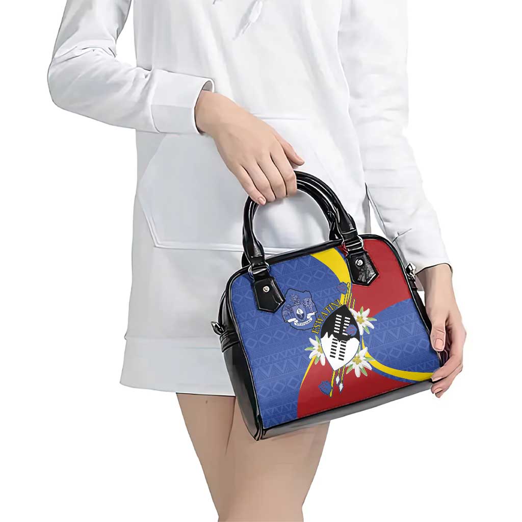 Eswatini Shoulder Handbag Nguni Shield Edelweiss Flower LT15