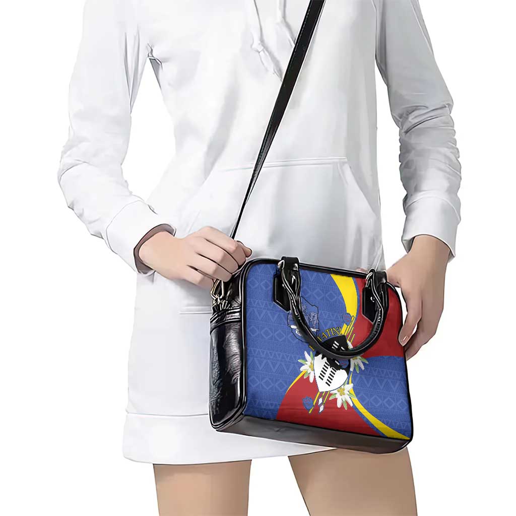 Eswatini Shoulder Handbag Nguni Shield Edelweiss Flower LT15