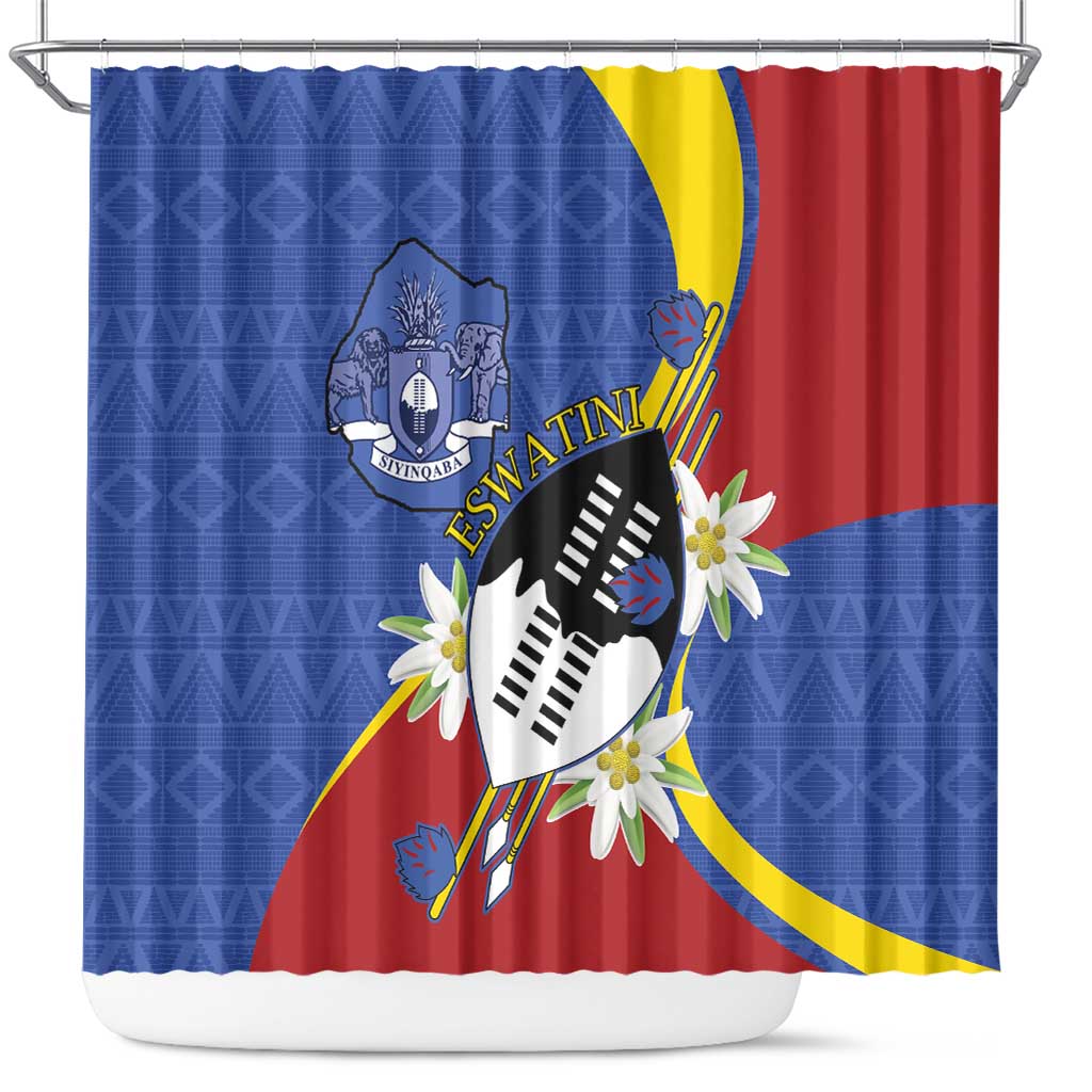 Eswatini Shower Curtain Nguni Shield Edelweiss Flower LT15