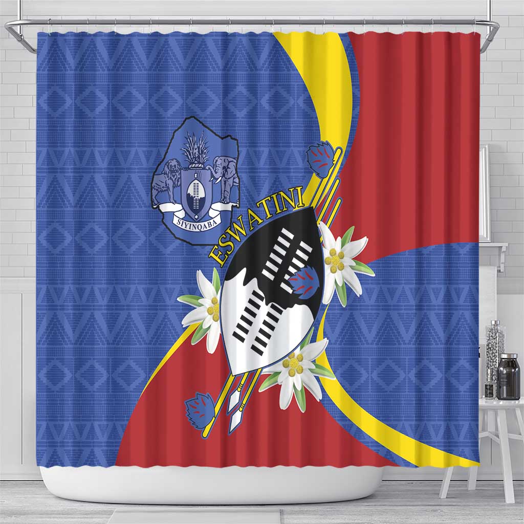Eswatini Shower Curtain Nguni Shield Edelweiss Flower LT15